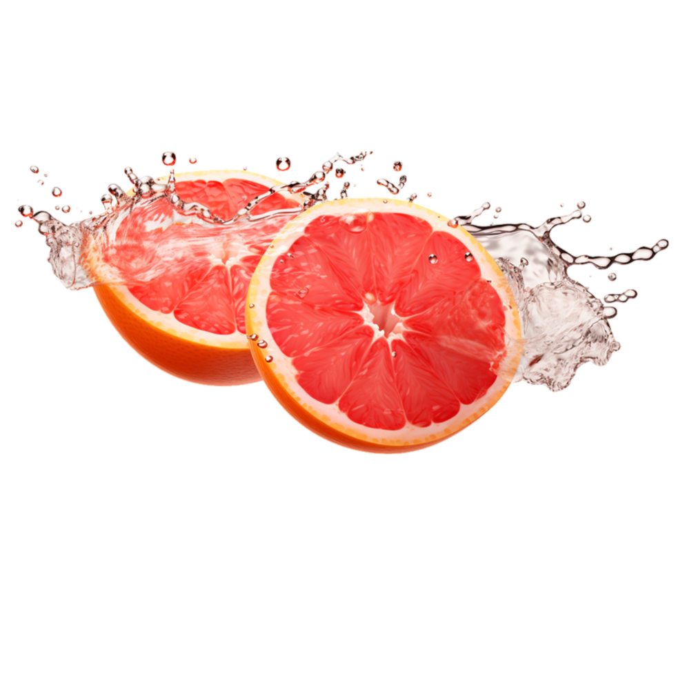 AI-Generated grapefruit with water splash on transparent background png