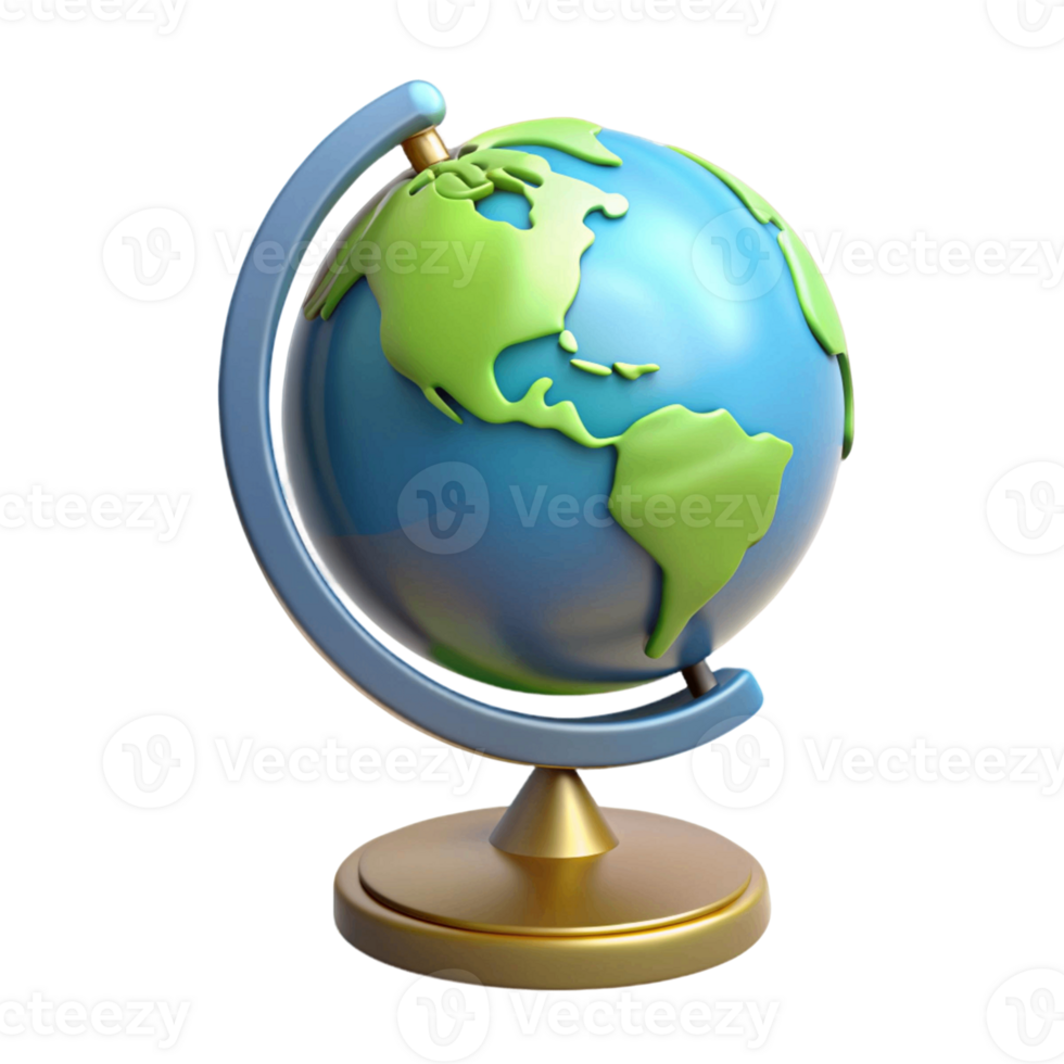 cute 3d illsutration of globe, back to school theme png