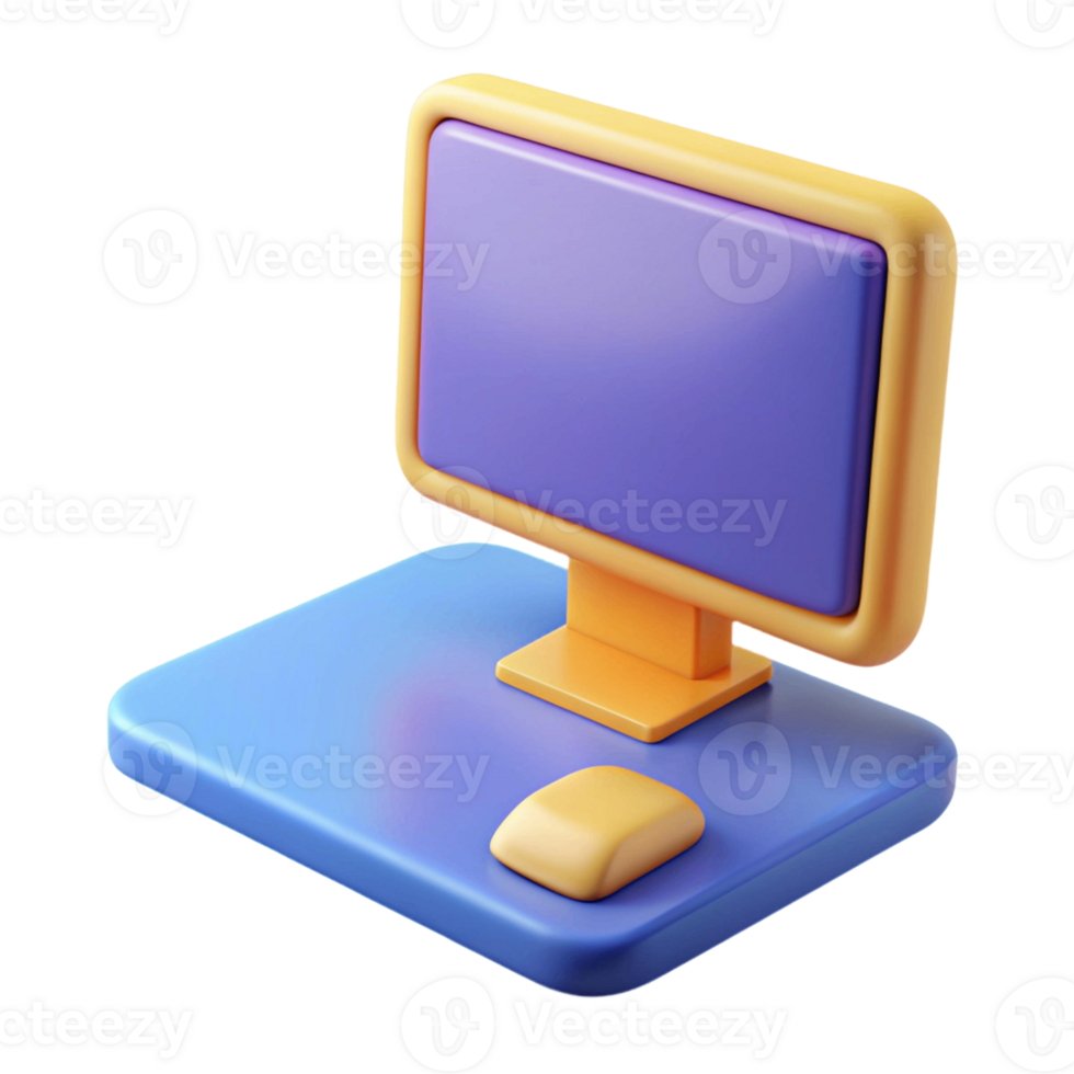 cute 3d illsutration of computer screen, back to school theme png