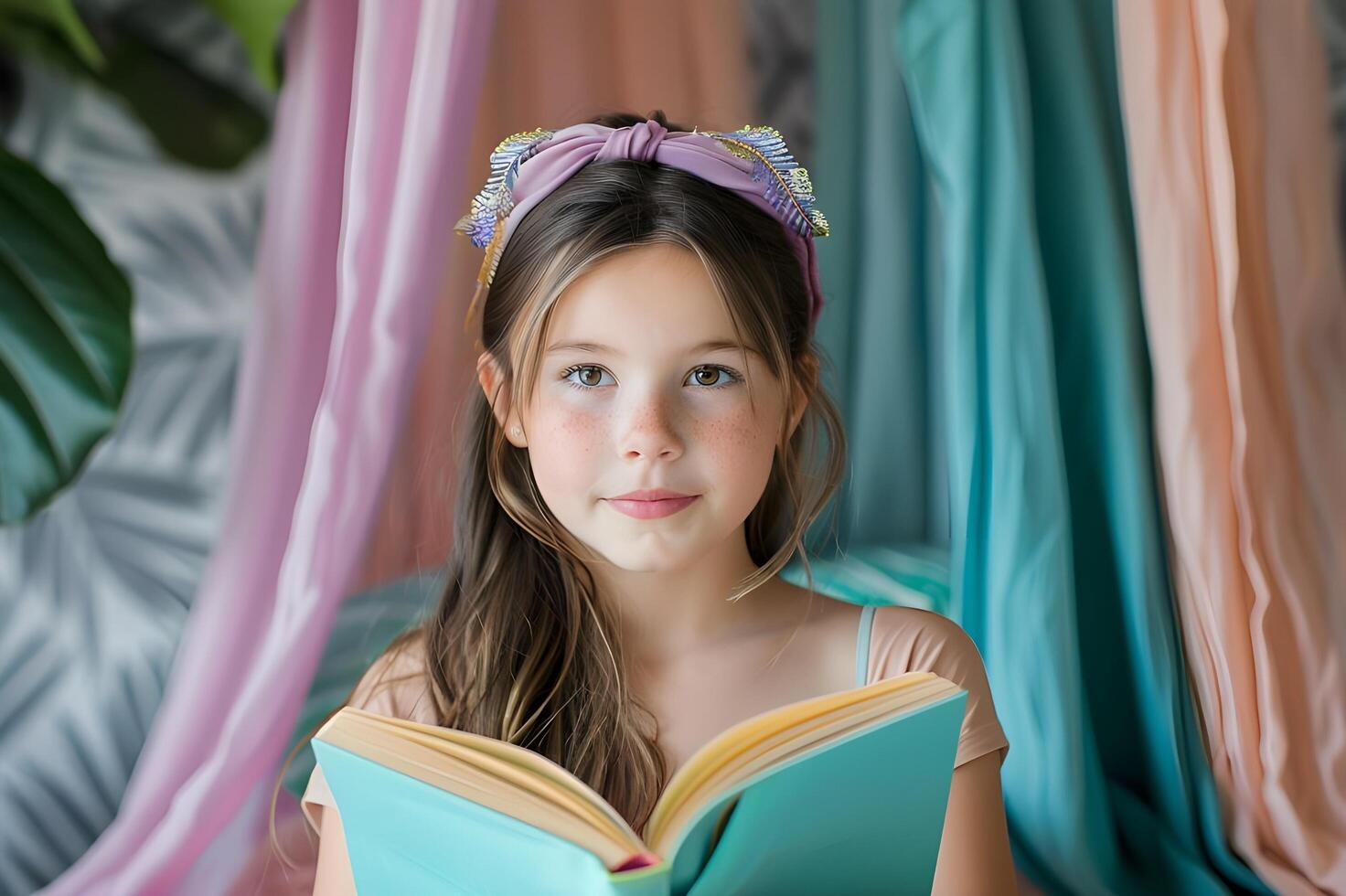 Summer Serenade A Girl's Fuchsia and Peach Study and Song Symphony photo