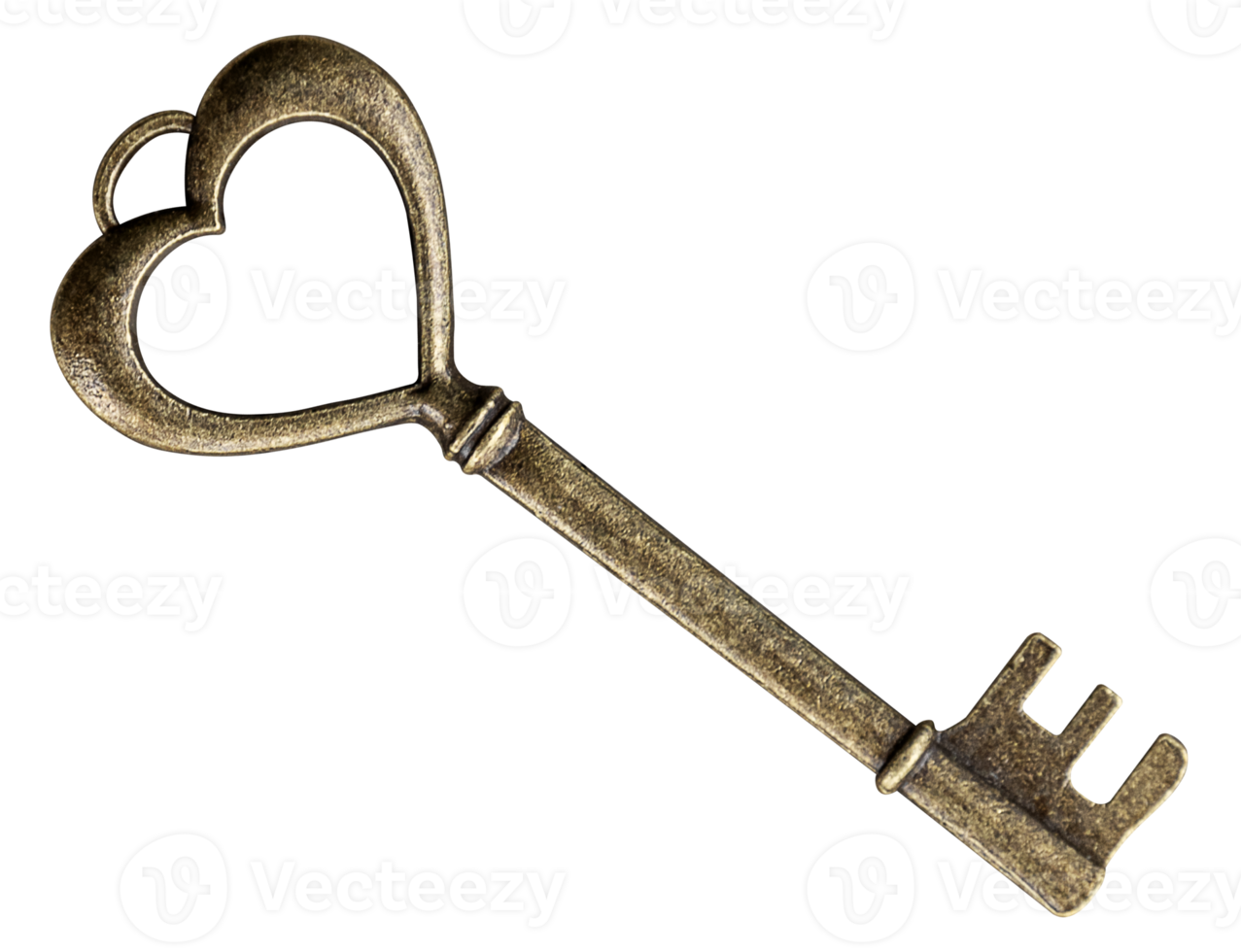 Golden heart shaped key png