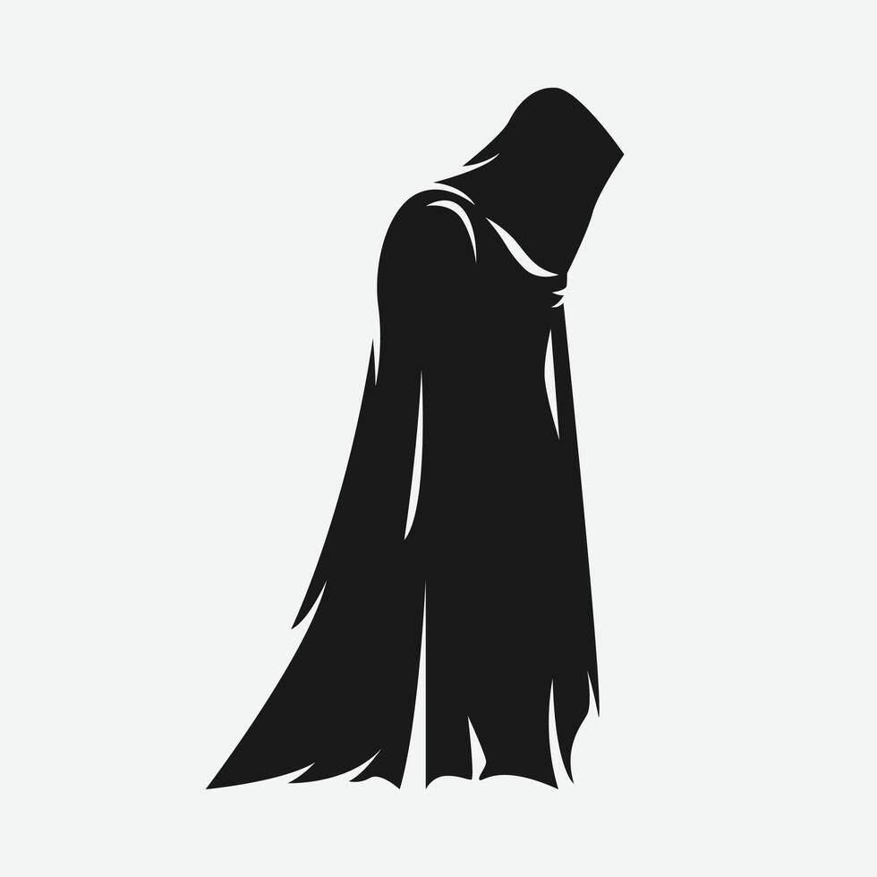 silhouette of grim reaper. side view. isolated on white background. graphic illustration. vector