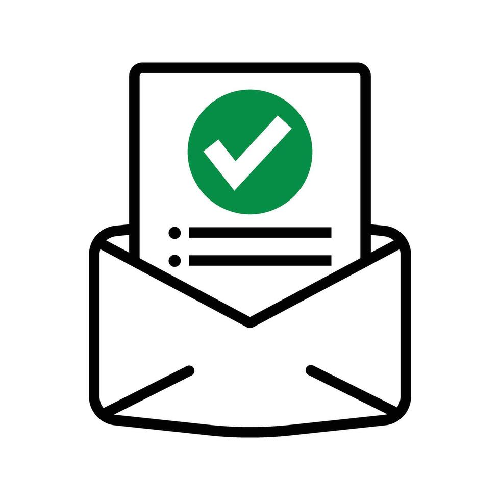 Envelope with document checkmark icon vector