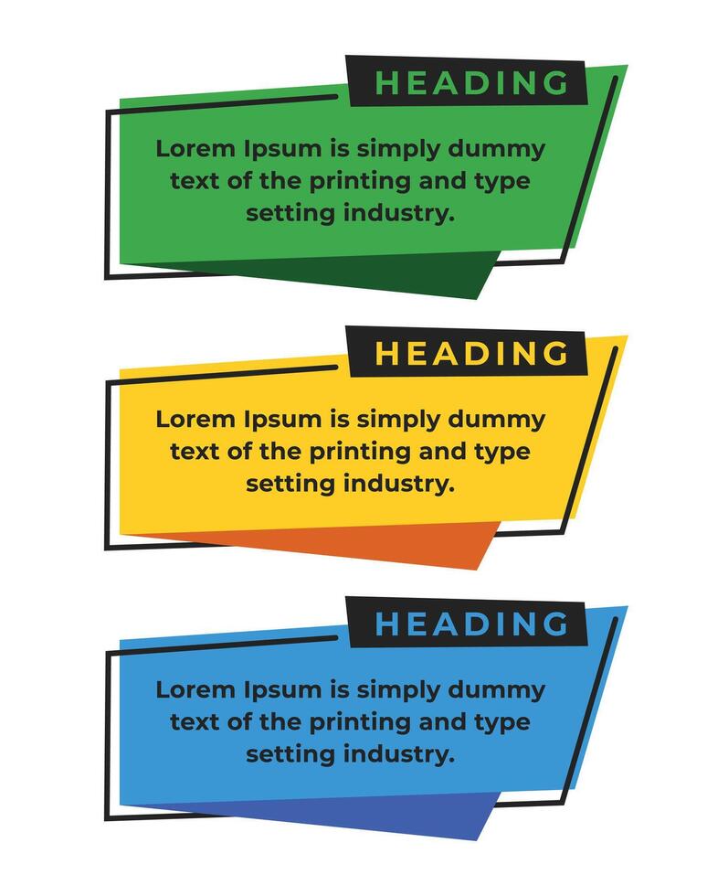 Geometric shape Heading Text box banner template set vector