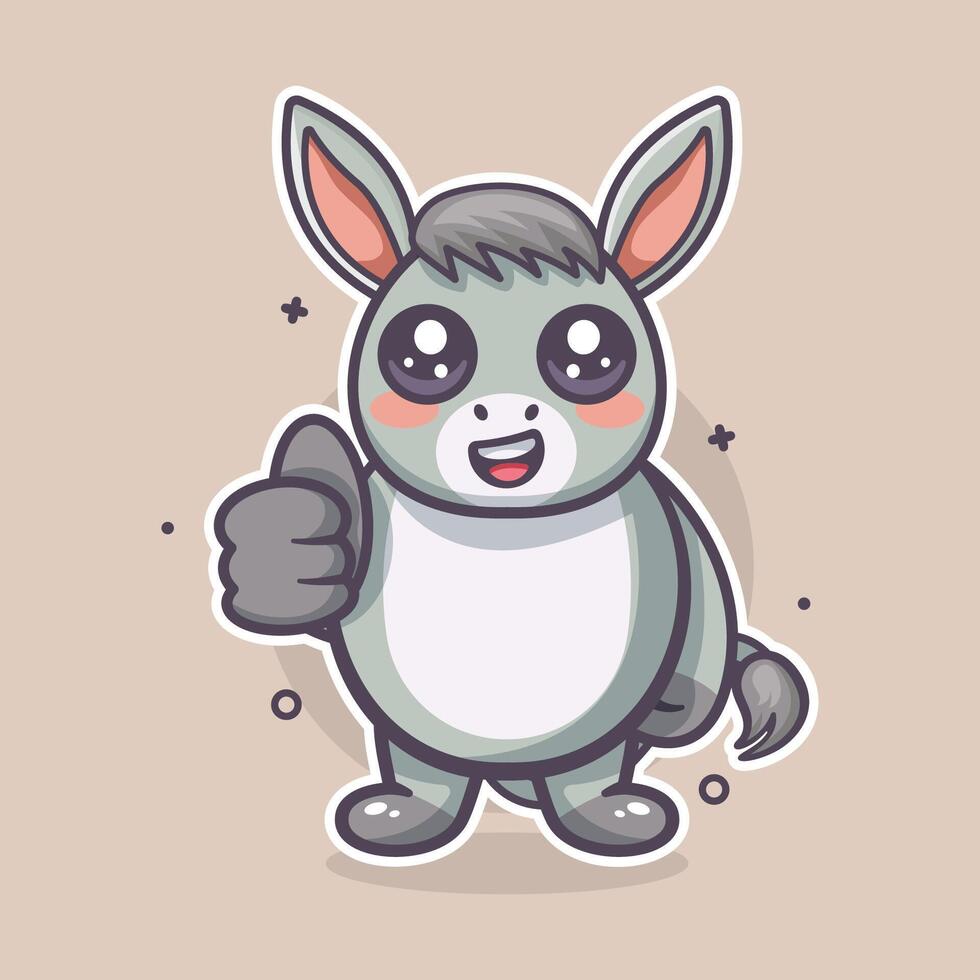 funny donkey animal character mascot with thumb up hand gesture isolated cartoon vector