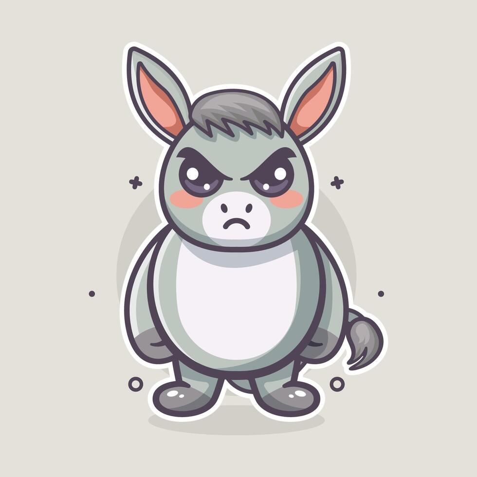 serious donkey animal character mascot with angry expression isolated cartoon vector