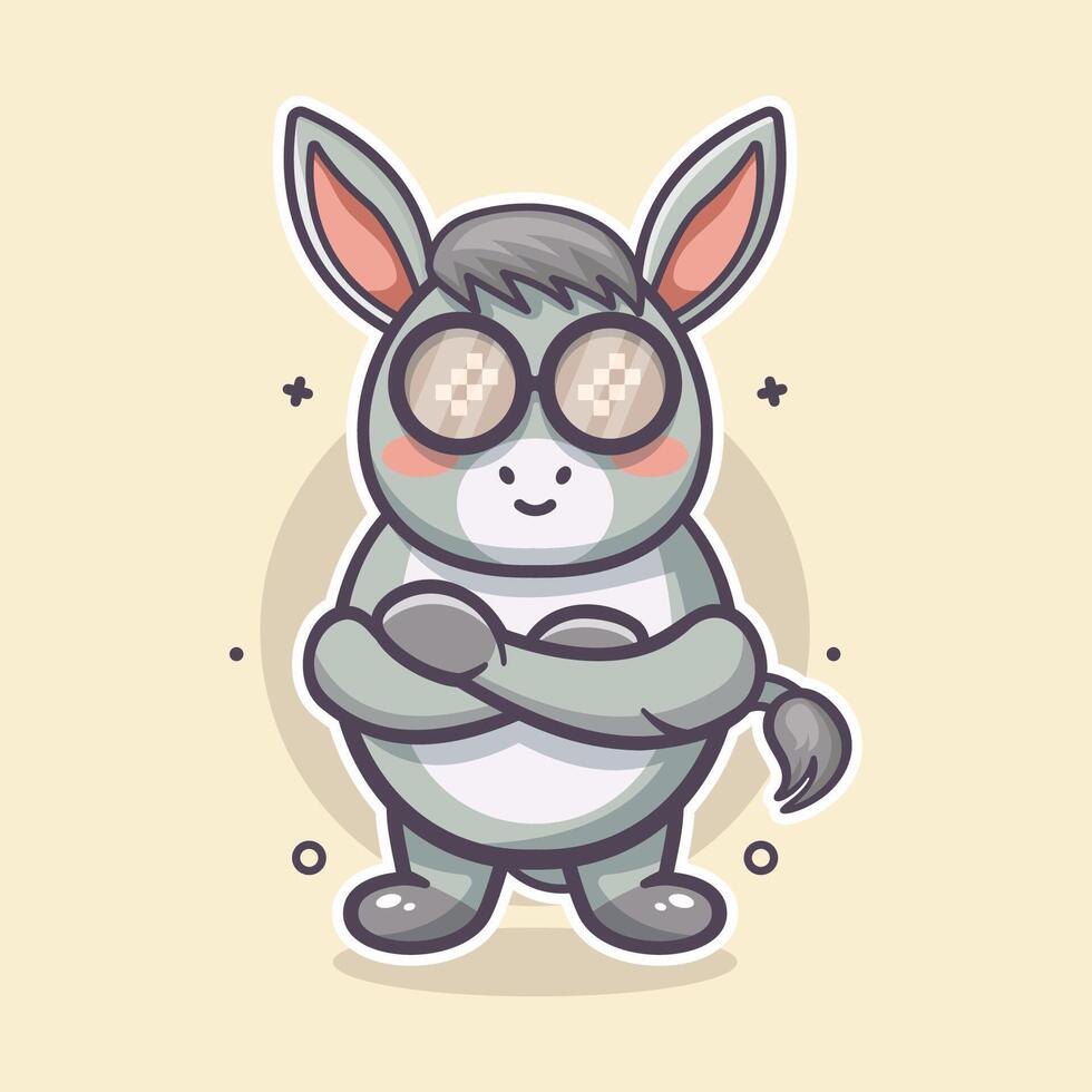 cool donkey animal character mascot with crossed arms isolated cartoon in flat style design vector