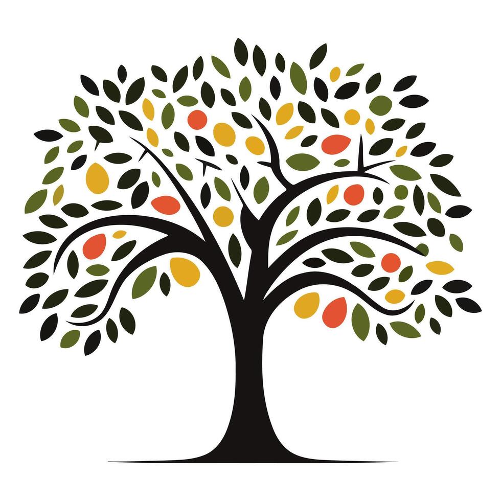 An icon representing an olive tree, rendered in a style with a branching structure and small leaves vector