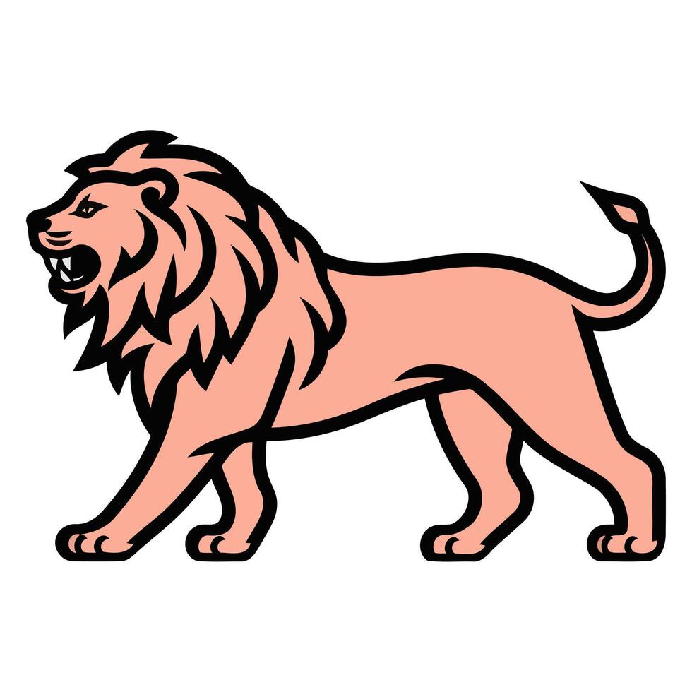 A line art depicting a black lion tattoo, symbolizing strength, courage, and royalty. vector
