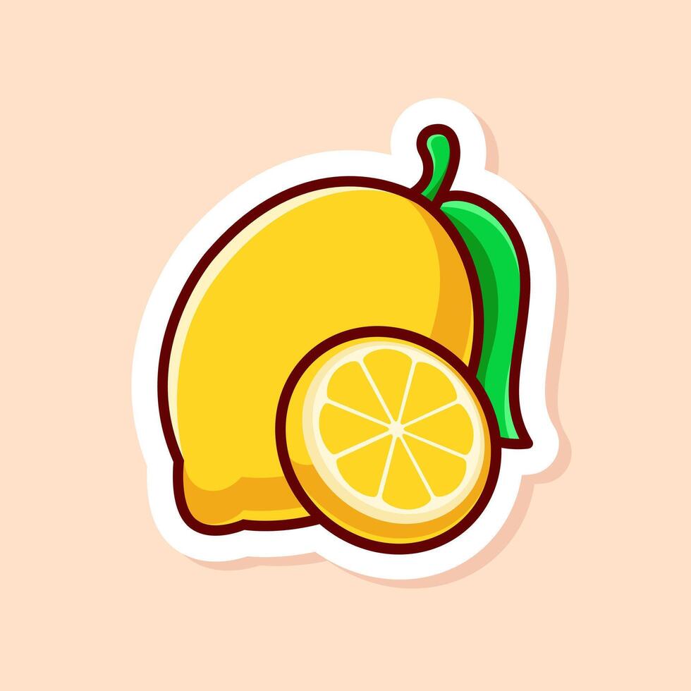 cute cartoon of yellow slice and single lemon isolated vector