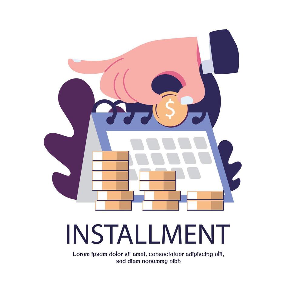 credit installment or mouthly payment flat style illustration design vector