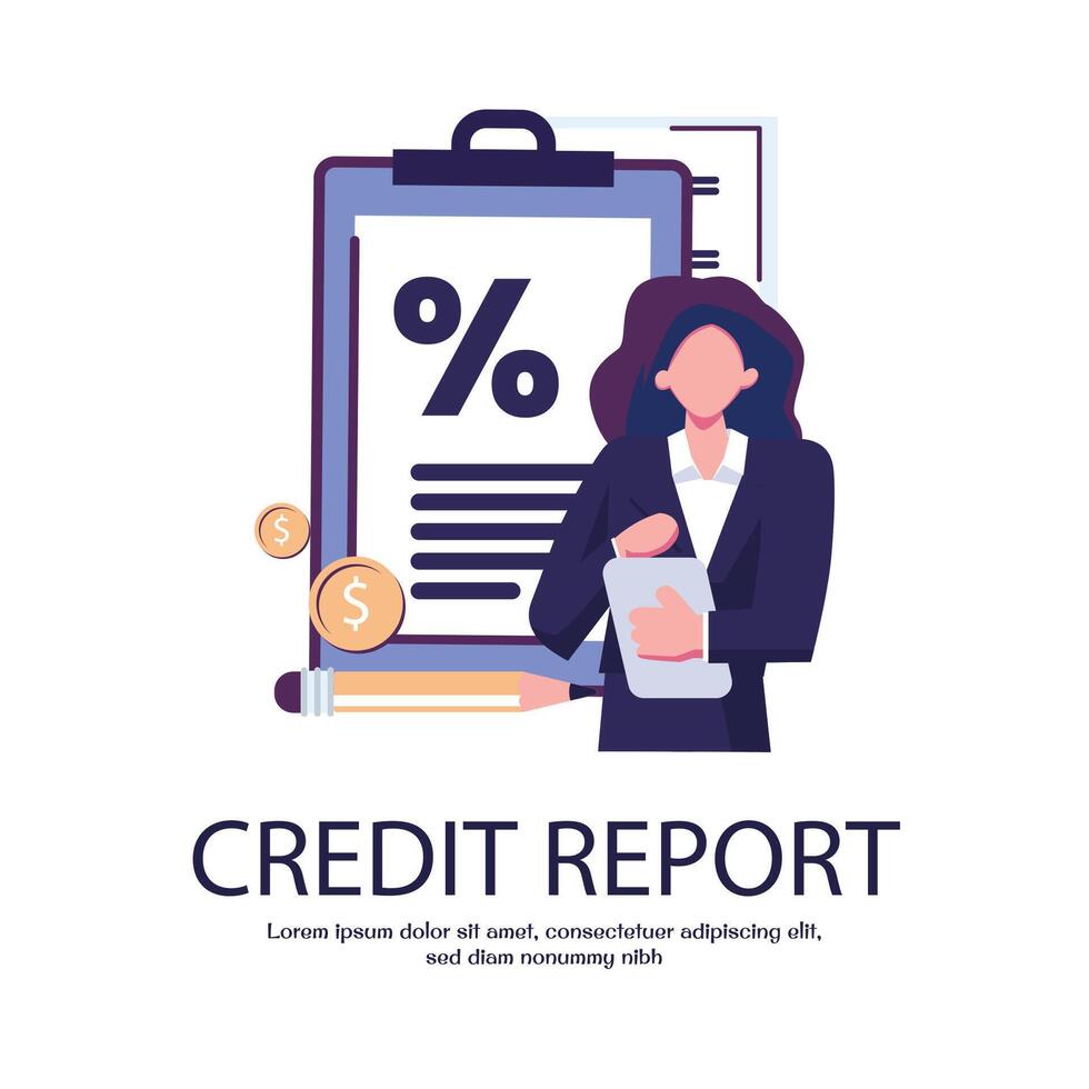 credit report flat style illustration design vector