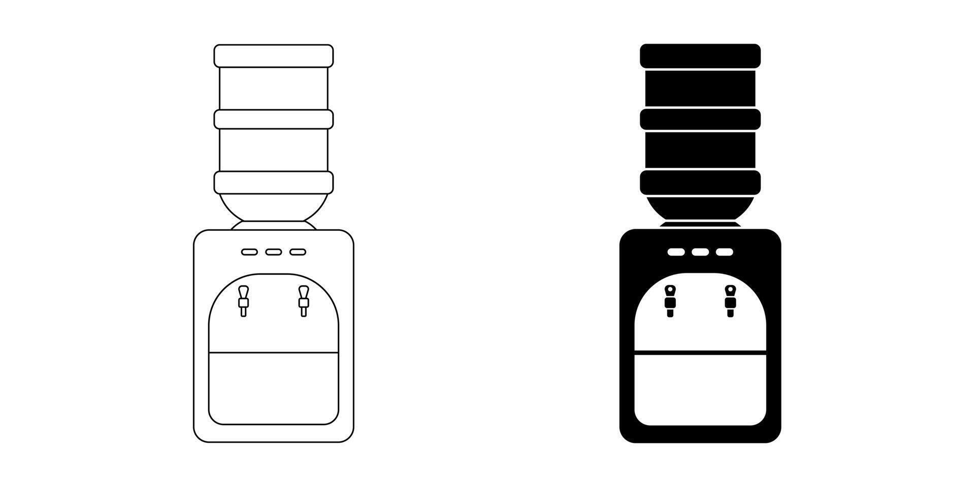 outline silhouette water dispenser icon set vector