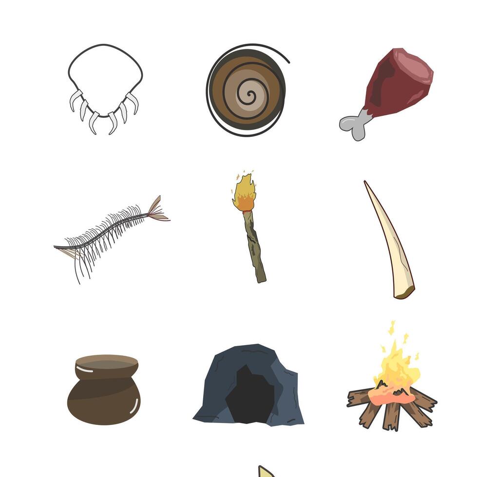 prehistoric bundle for dynamic digital projects and designs. vector