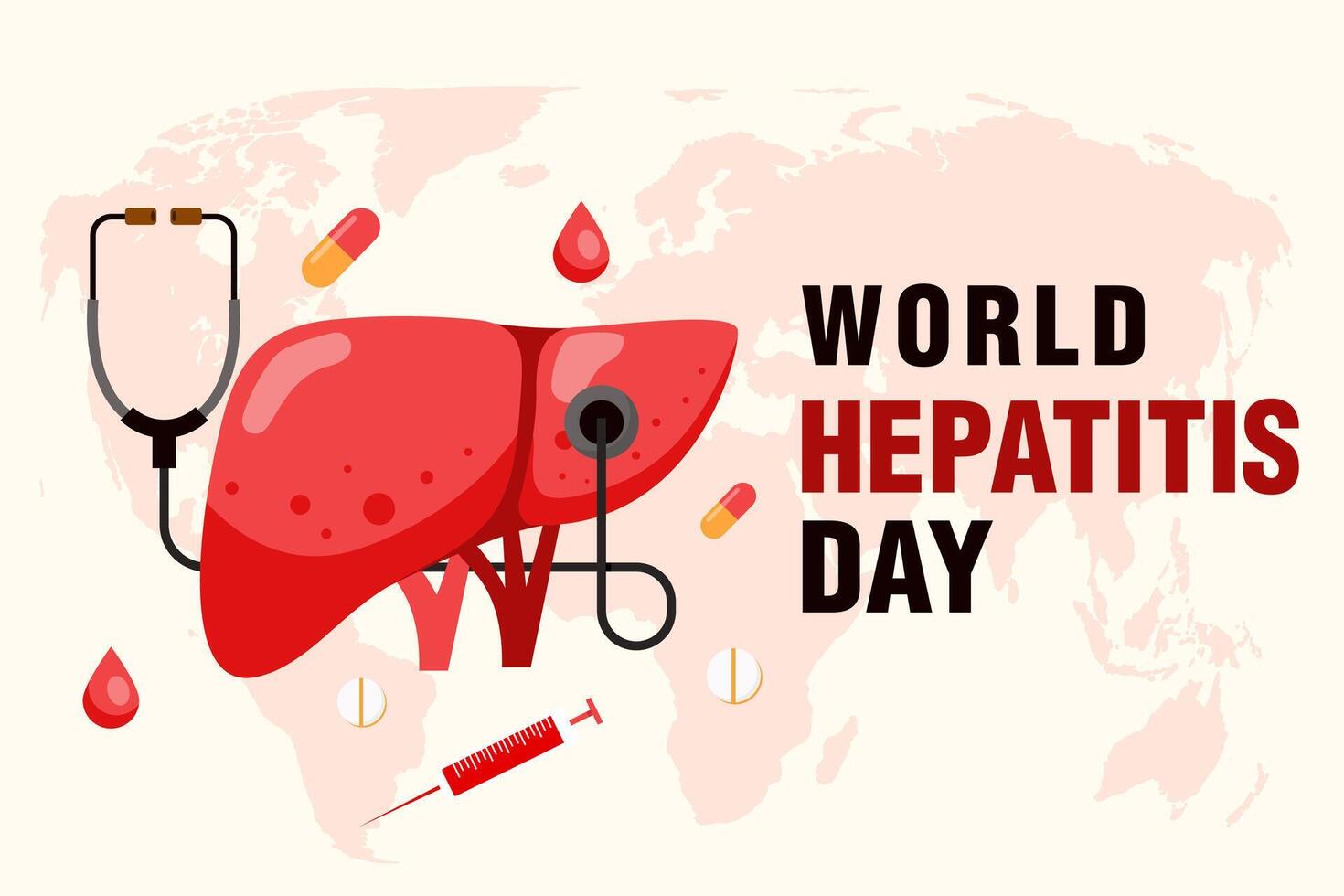 world hepatitis day background illustration in flat design vector