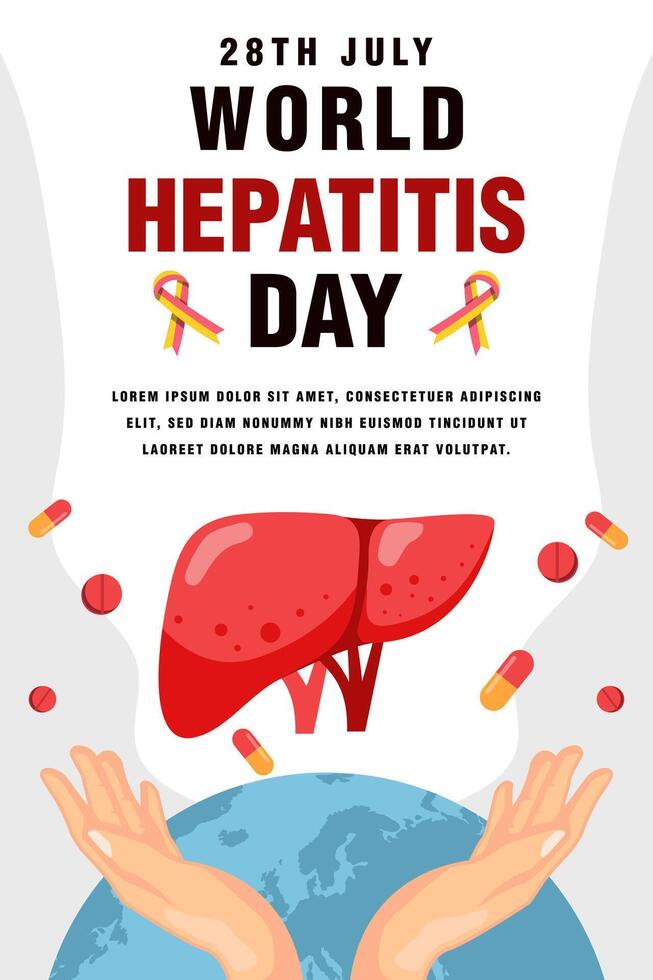 flat world hepatitis day vertical banner illustration vector