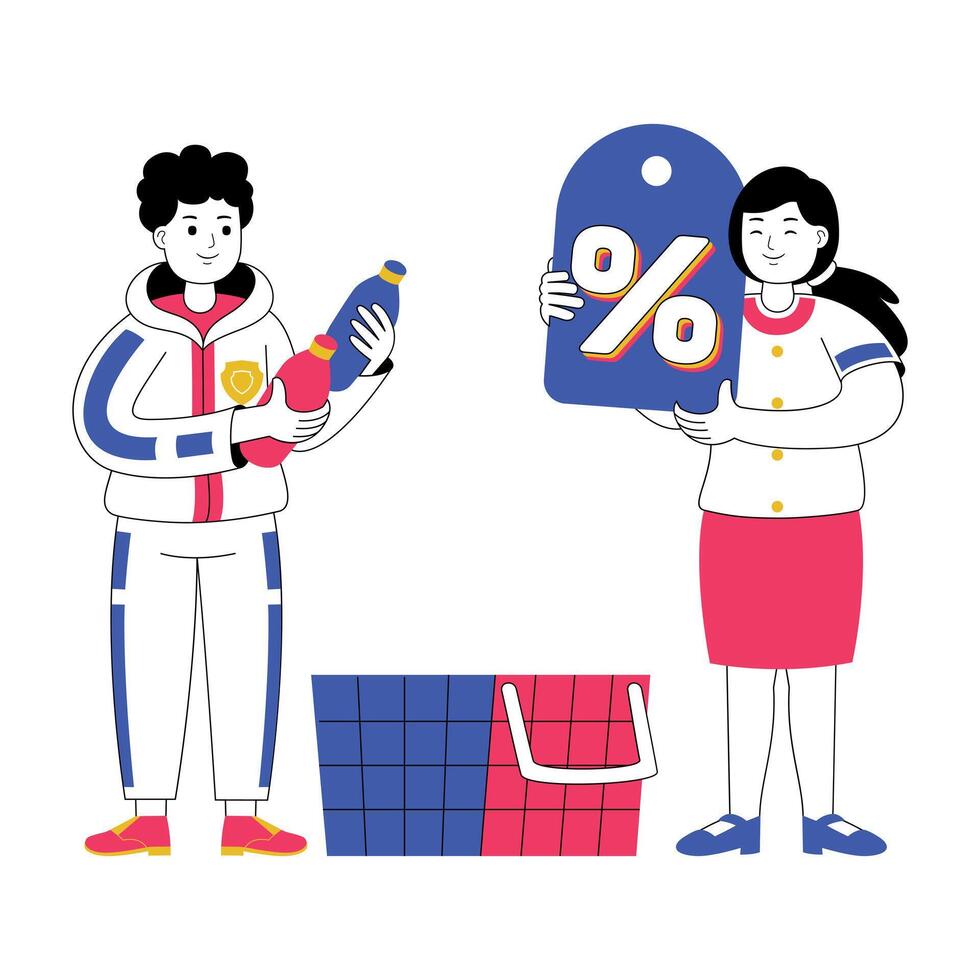 shopping people with flat illustration vector