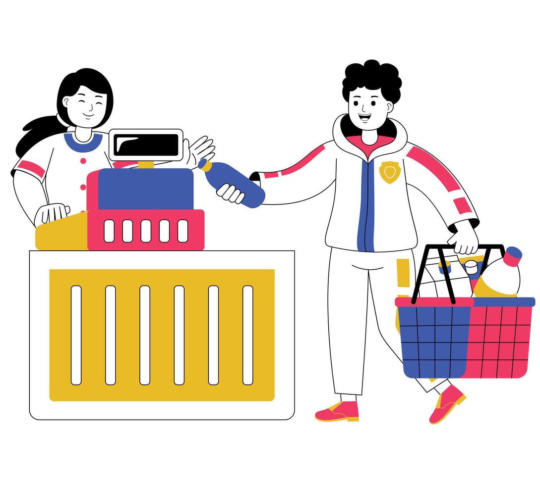 shopping people with flat illustration vector