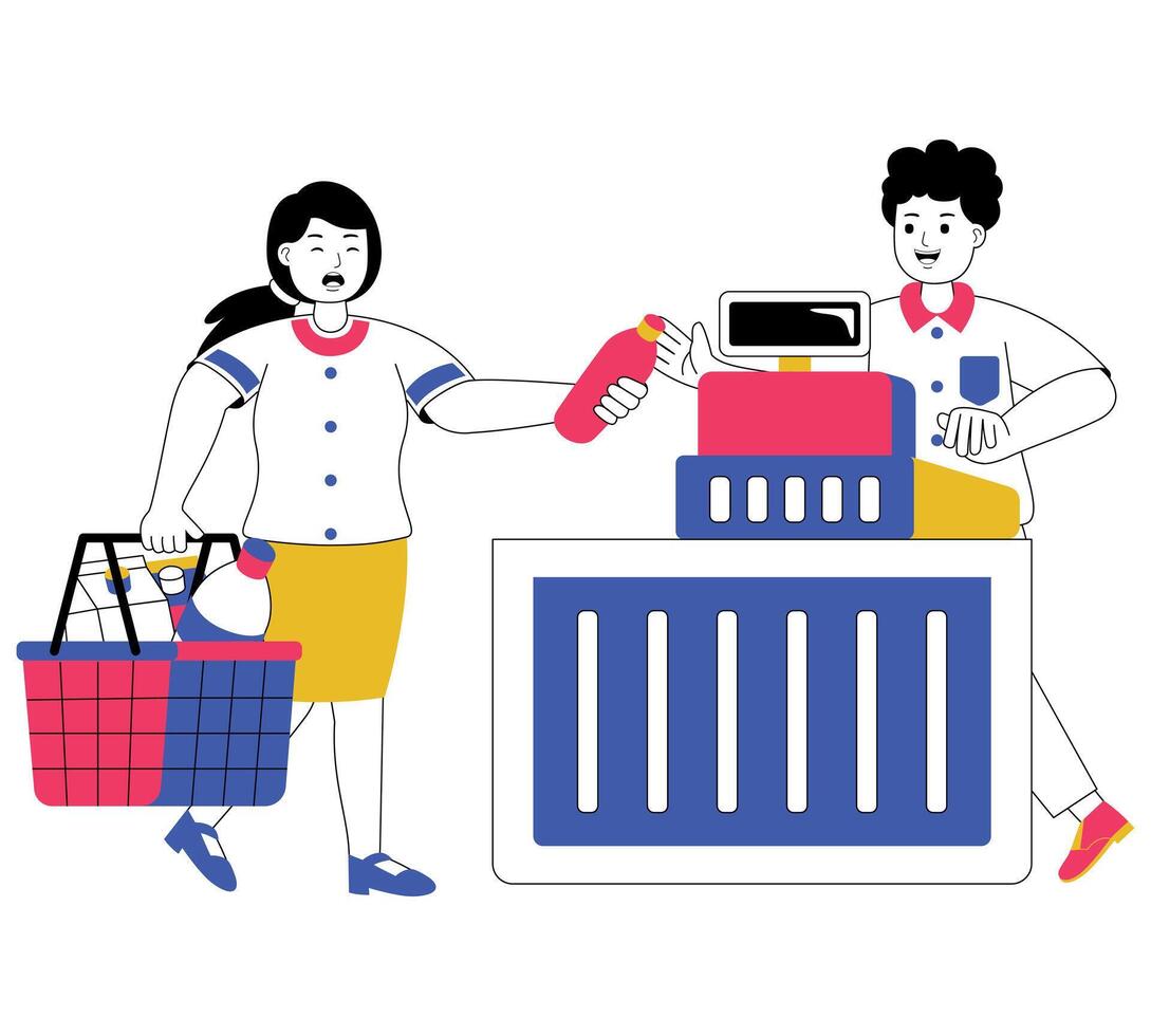 shopping people with flat illustration vector