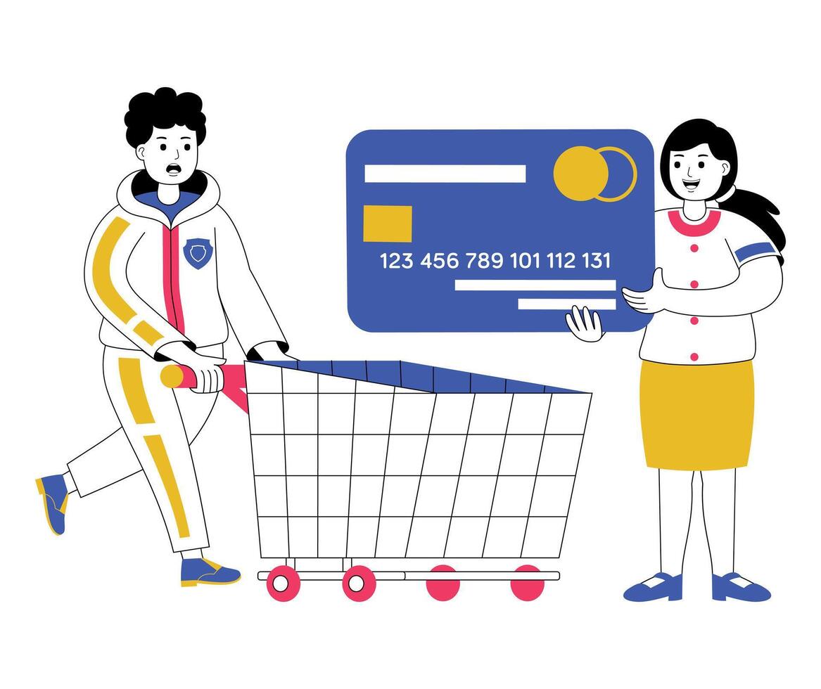 shopping people with flat illustration vector