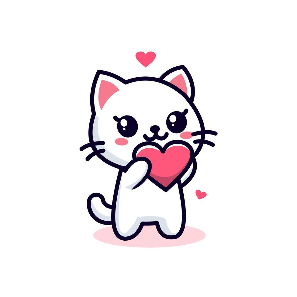 cute cat mascot brings love vector