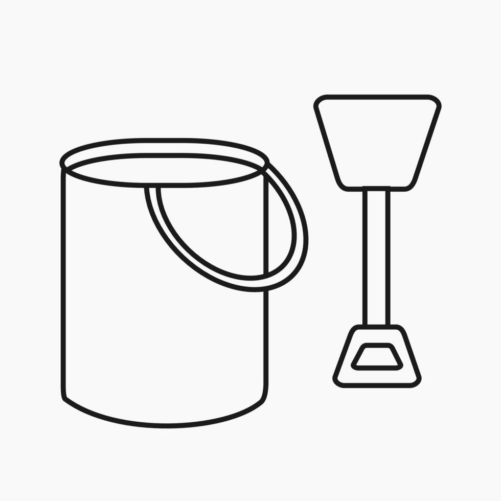 a bucket and shovel icon on a white background vector