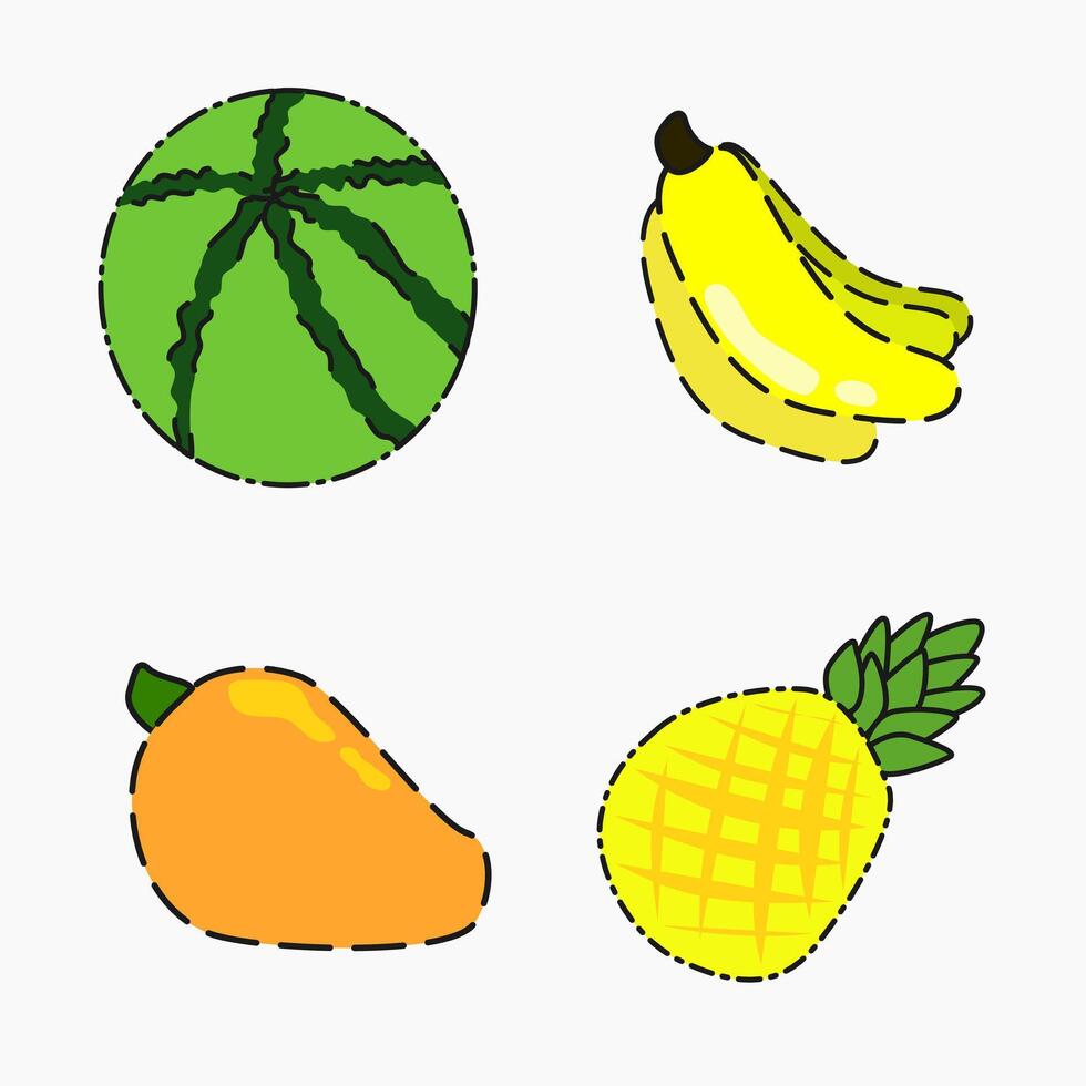 summer fruit clipart set vector