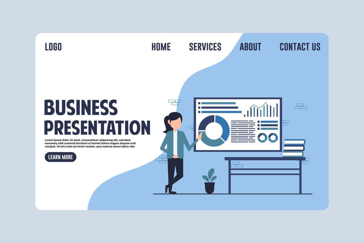 Professional Business Presentation Landing Page Design Illustration vector