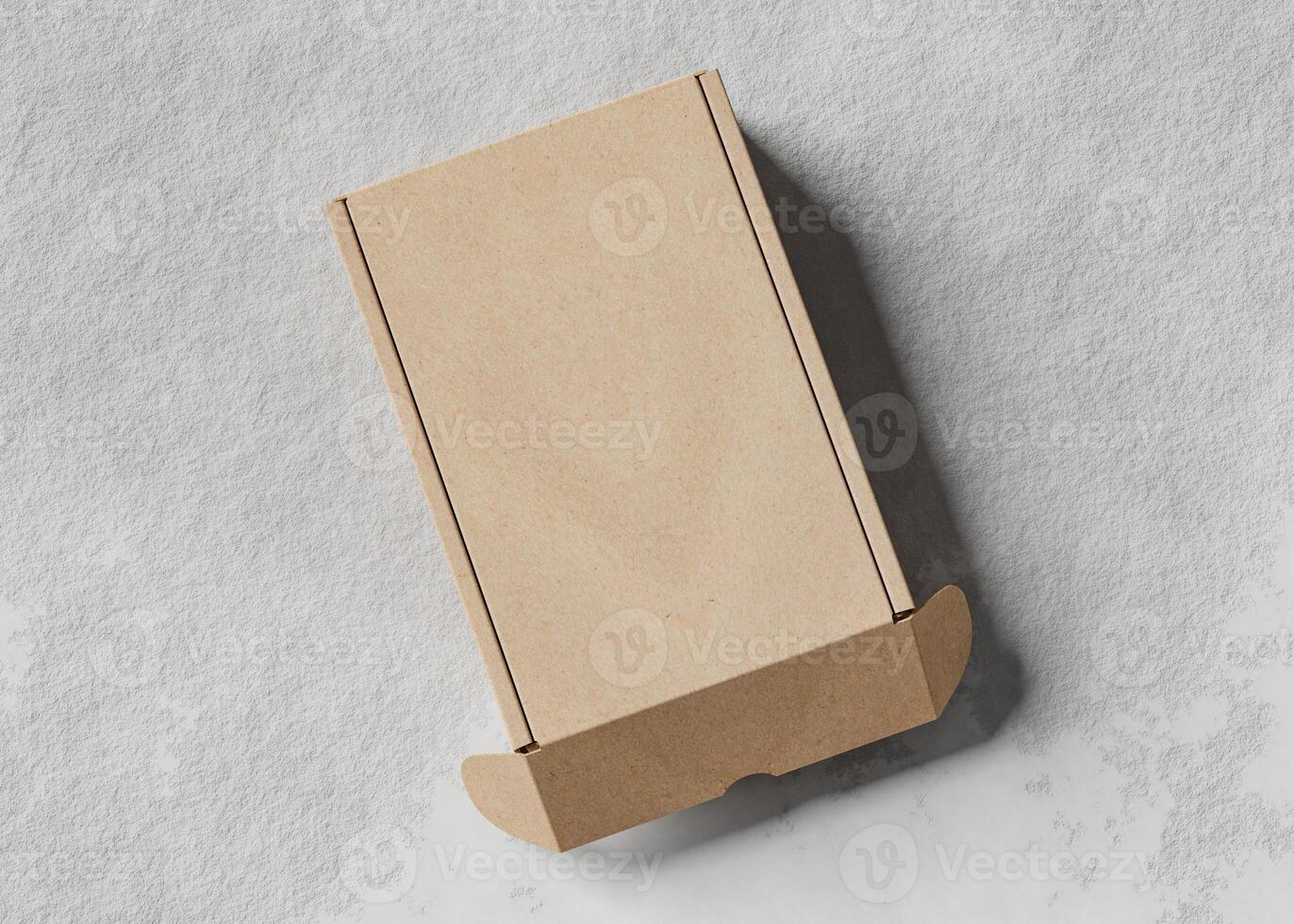 Cardboard box on top of cement floors, useful for mockup photo