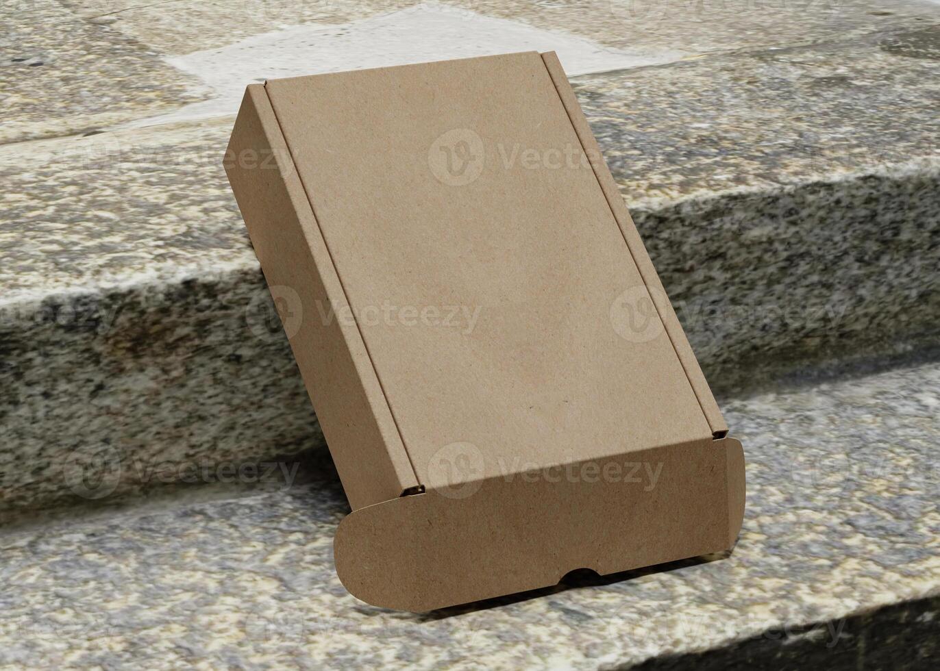 Cardboard boxes on the stairs with texture use for mockup photo