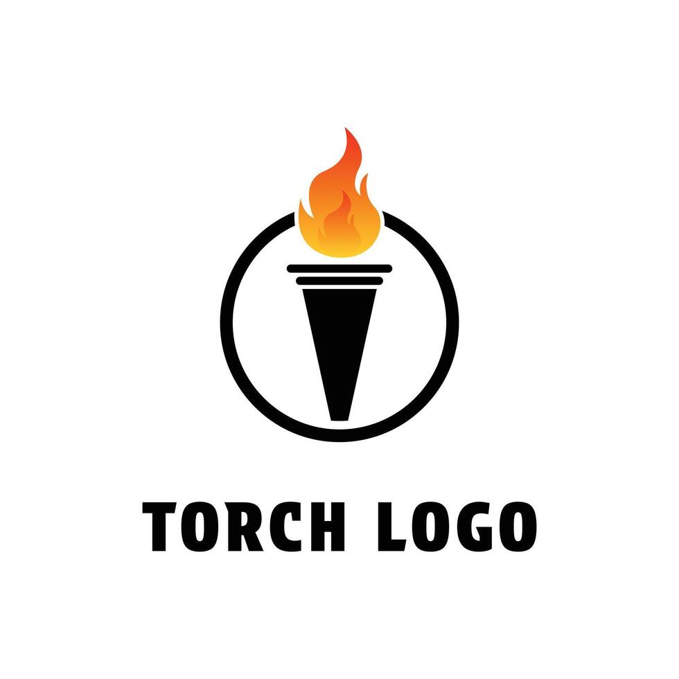 Torchlight Fire Flame Torch logo design with circle concept idea vector