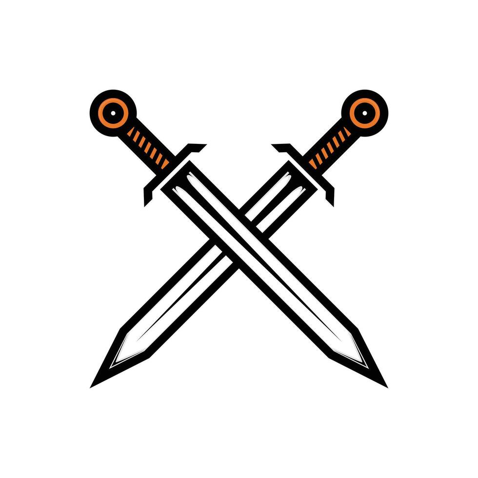 two crossed swords logo design concept idea vector
