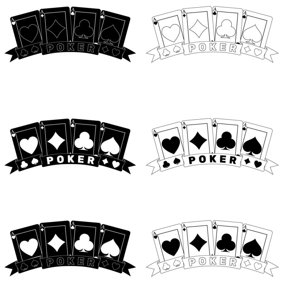 Poker cards surrounded by a ribbon vector