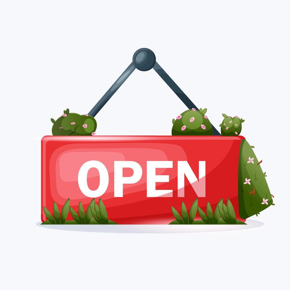 Open sign icon illustration, 3d style, modern style vector