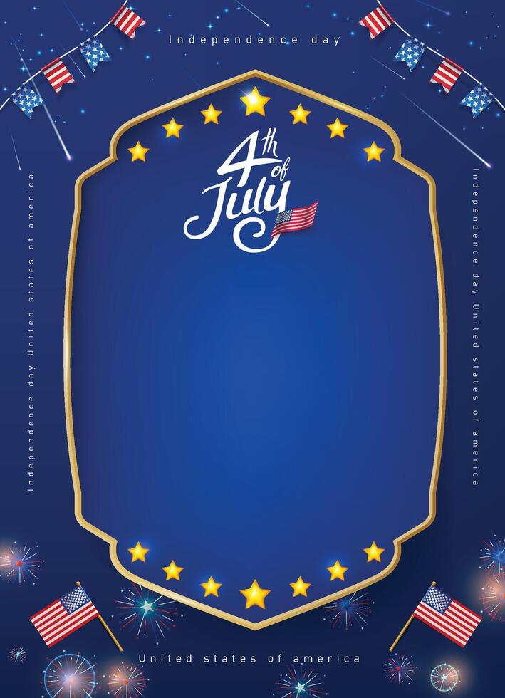 July 4th Independence day USA celebration banner template with sign banner frame copy space vector