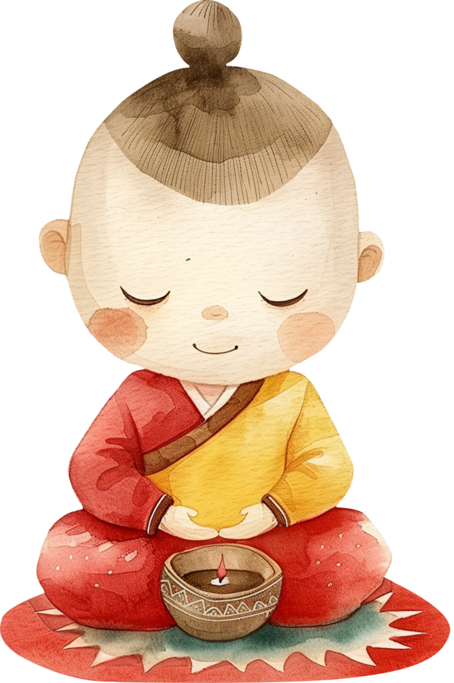 Cute Buddha god sitting on Rangoli png