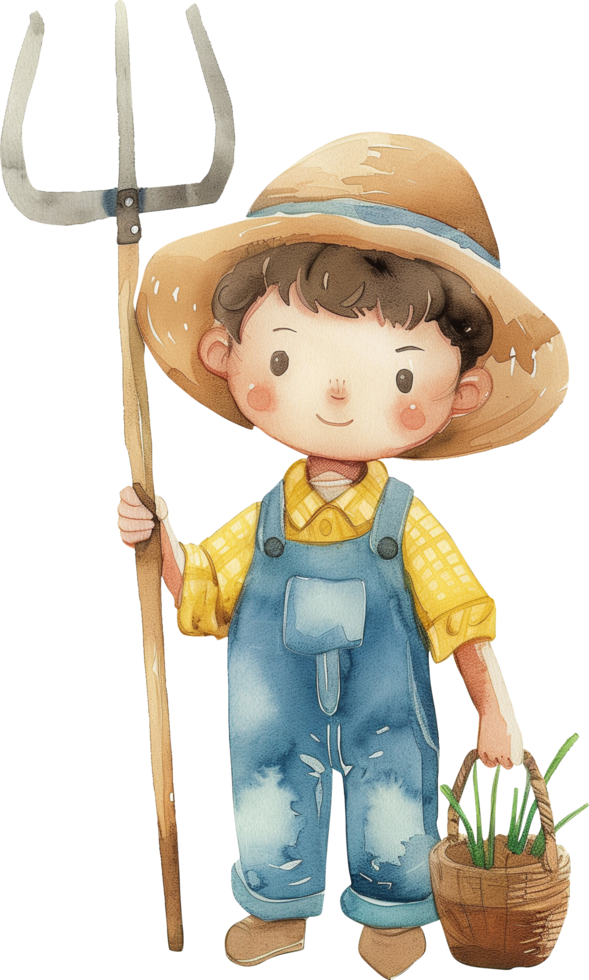 Cute Farmer, carrying a pitchfork.Cute Farmer, carrying a pitchfork png