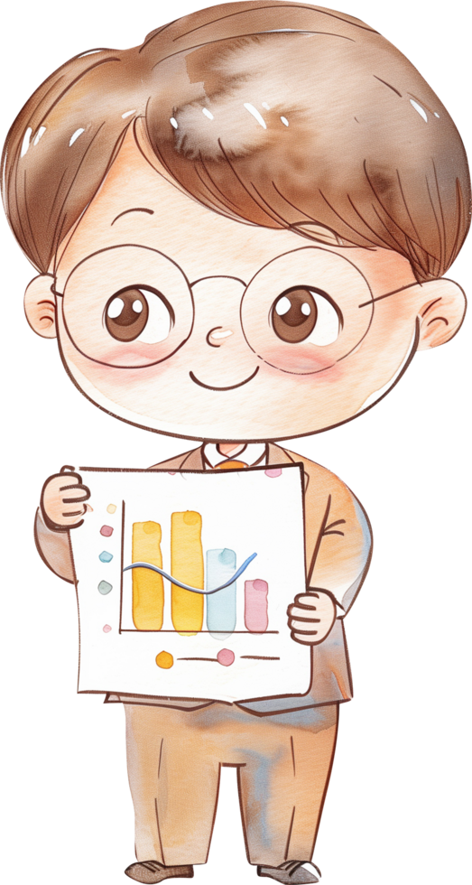 Cute Economist, carrying a graph chart png