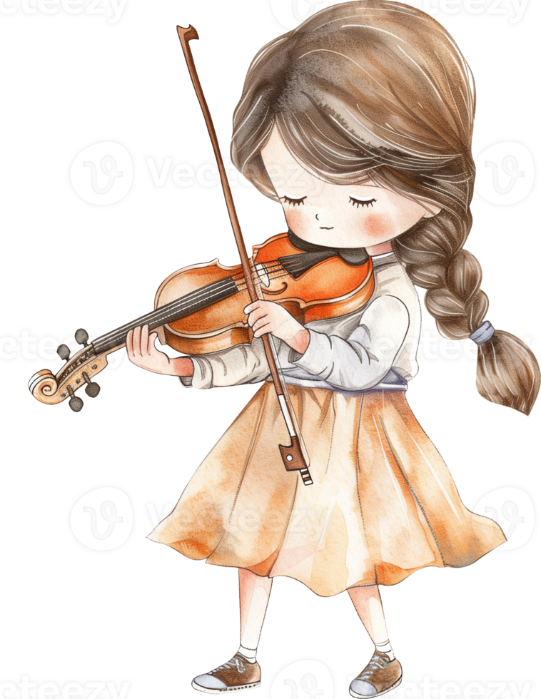 Cute Musician Violinist, carrying a violin png