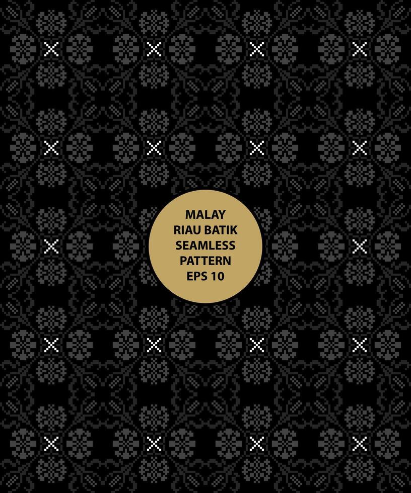 malay riau batik monochrome seamless pattern vector