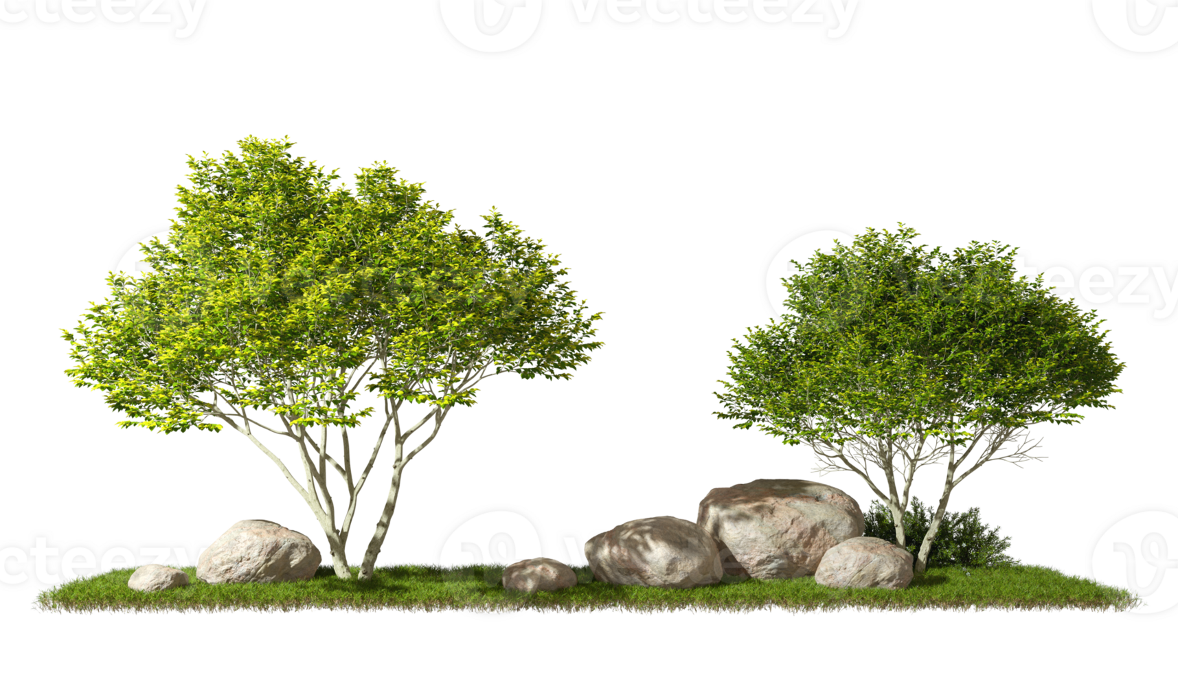 Cut out gardening trees composition design layout 3d rendering png