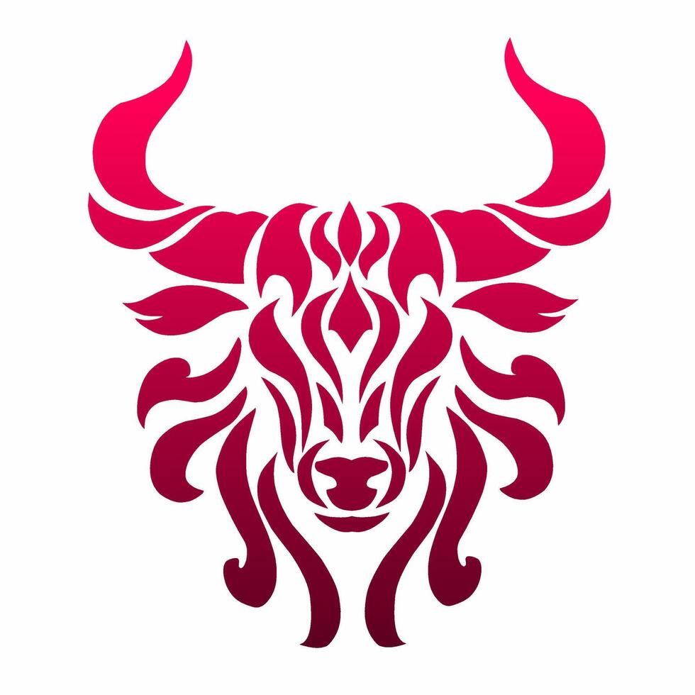 illustration graphics of tribals art abstract design bull's head vector