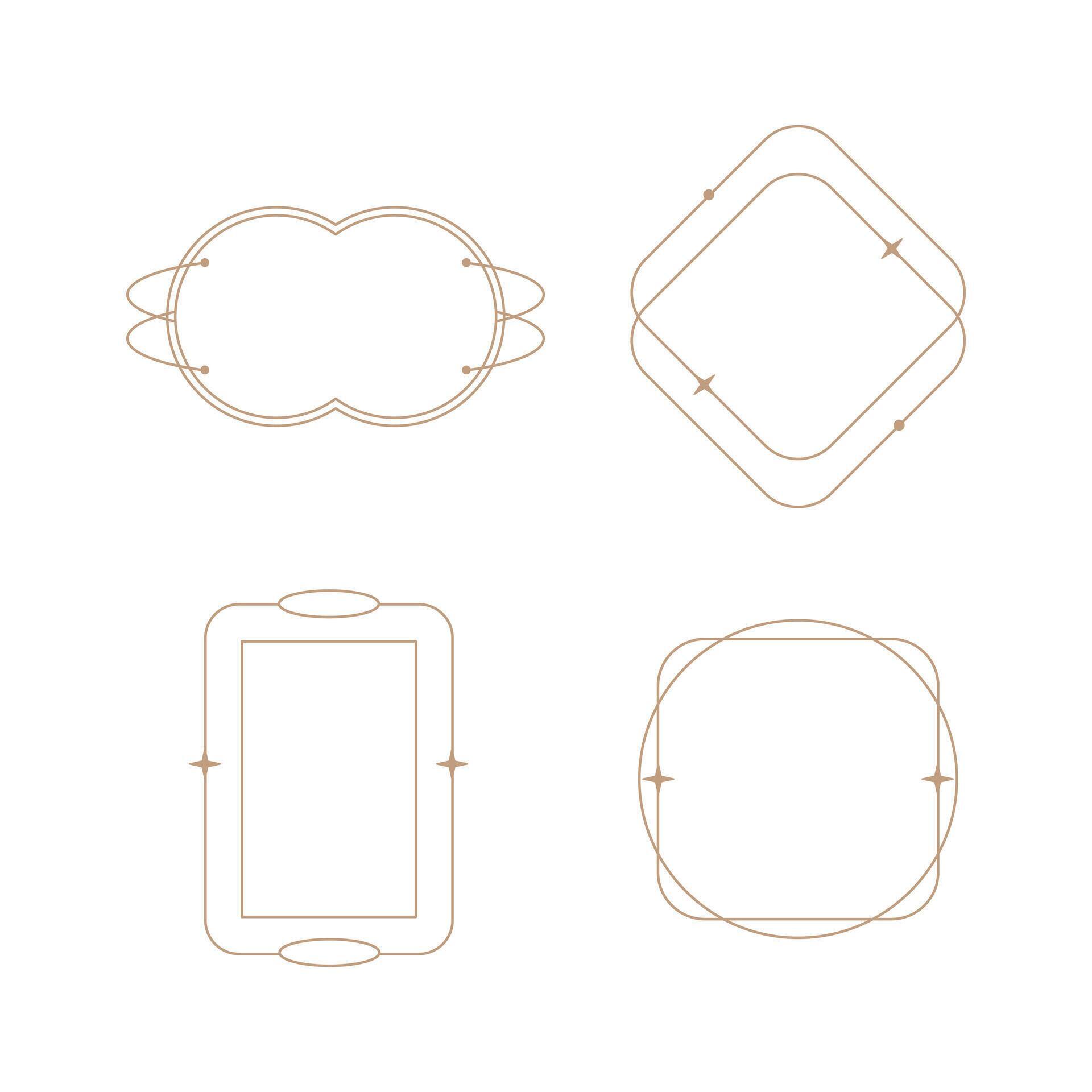 minimalist linear frame line elements, trendy linear frames with stars ...