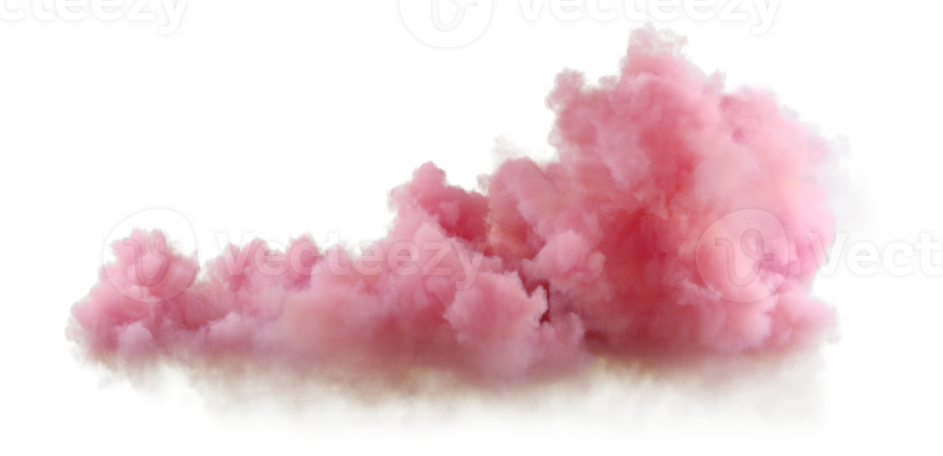 Soft pink explode clouds shapes landscape 3d render cutout png