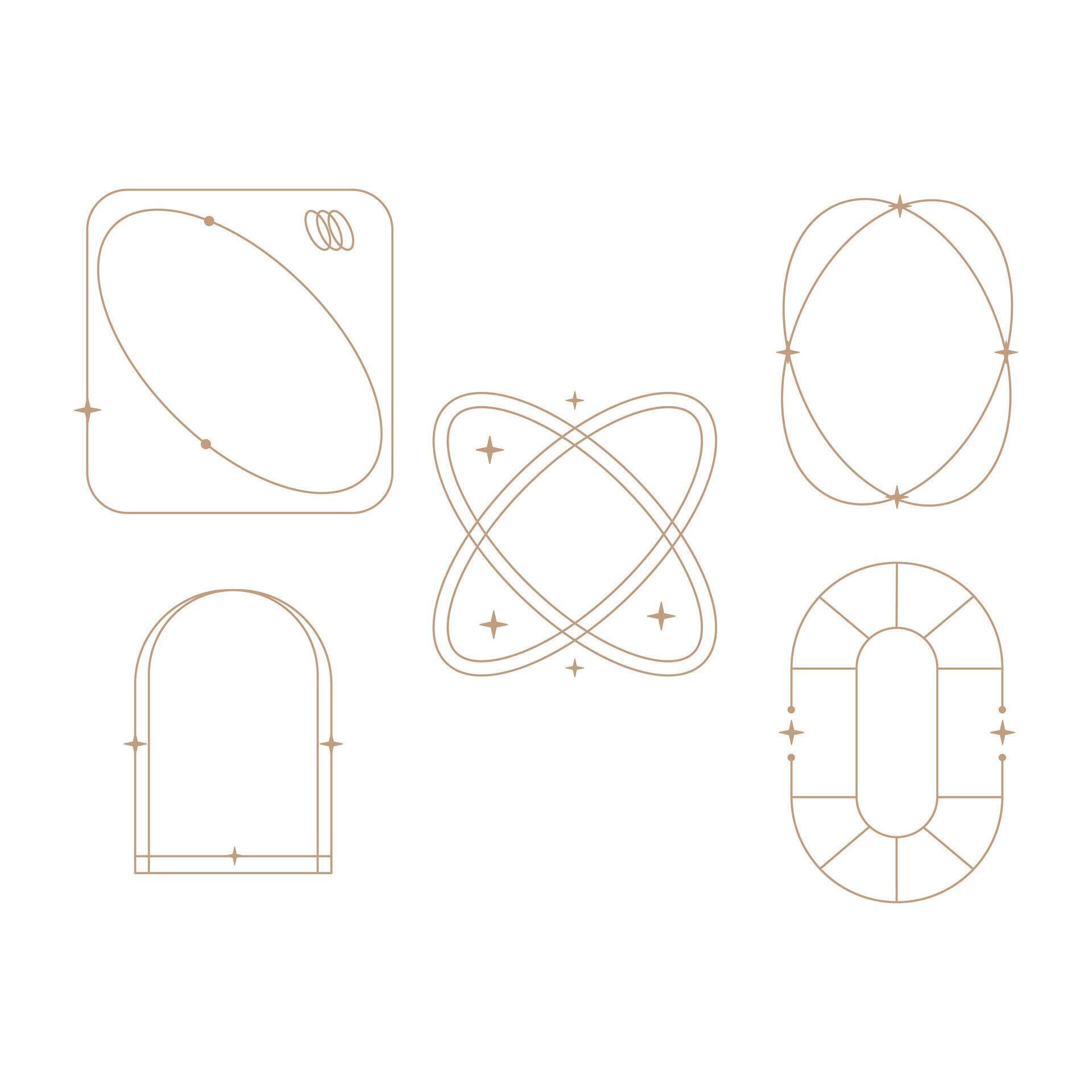 minimalist linear frame line elements, trendy linear frames with stars ...