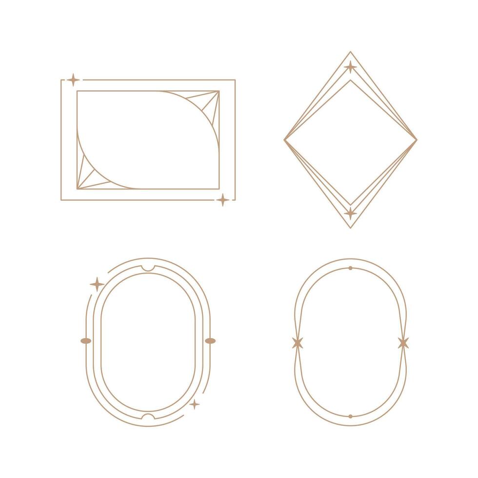 minimalist linear frame line elements, trendy linear frames with stars ...