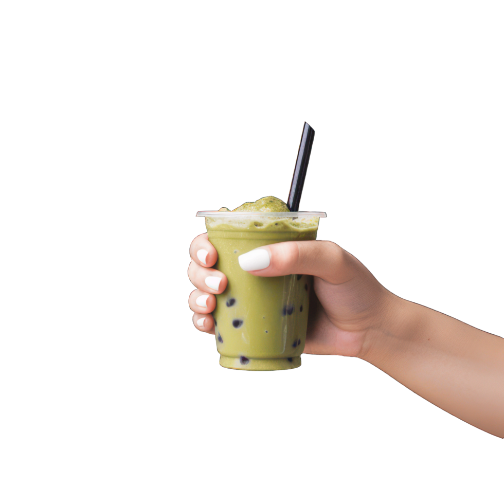 Refreshing Bubble Tea with Tapioca Pearls, Handheld Iced Beverage in a Cup with Straw png