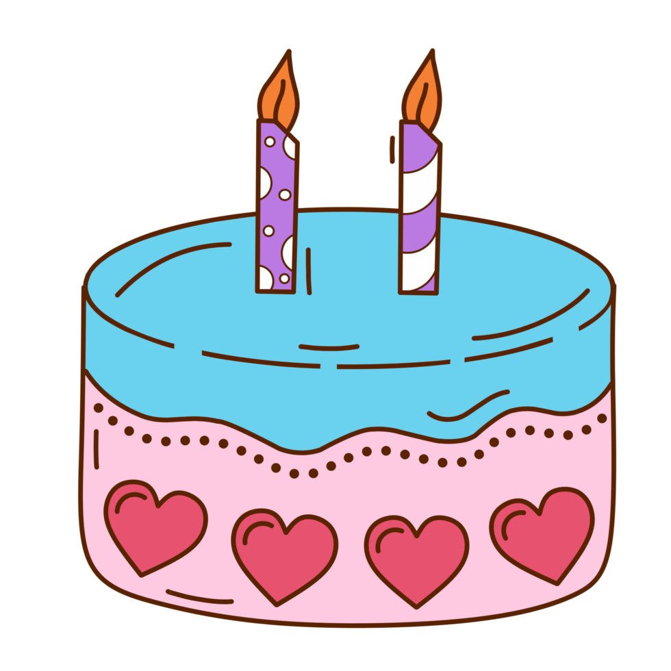 Hand drawn cute cake birthday illustration png