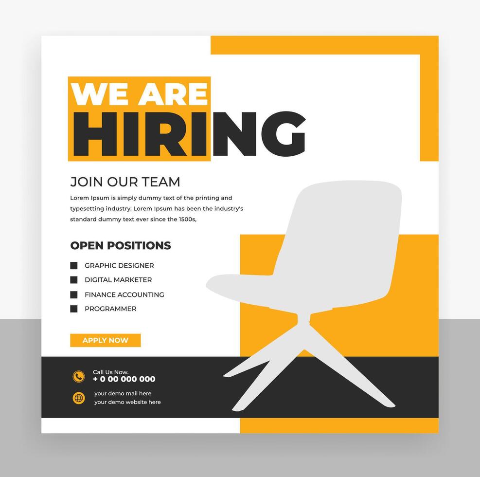 We are hiring job vacancy social media post design vector