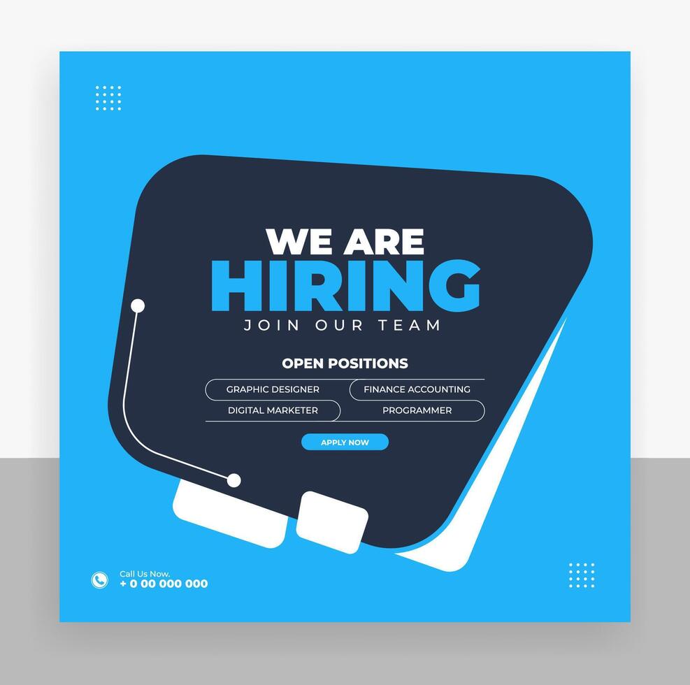 We are hiring job vacancy social media post design vector